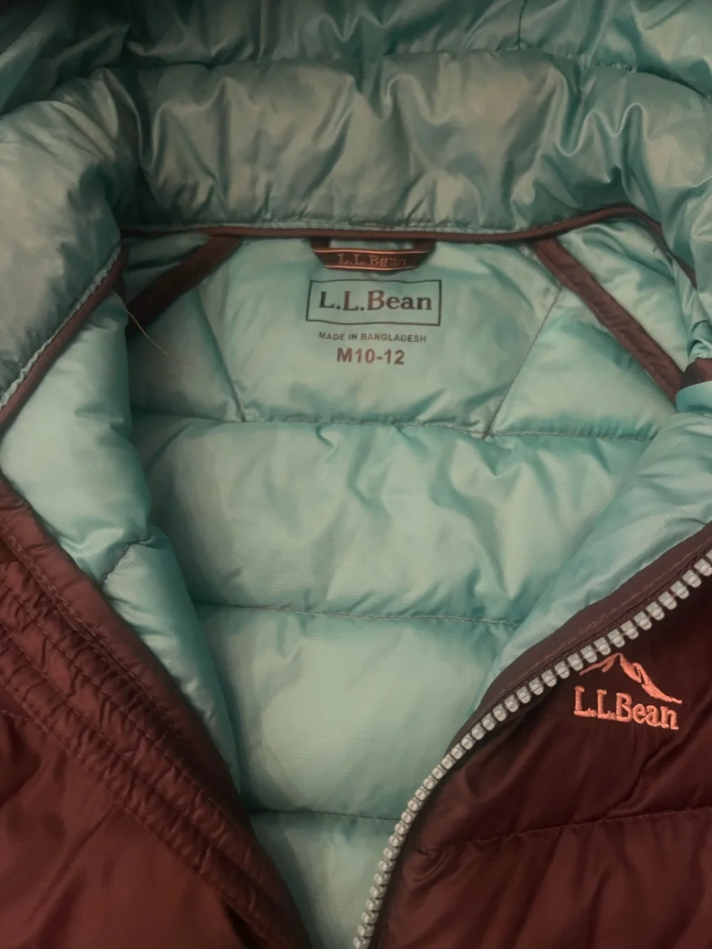 L.L. Bean Navy Kids' Puffer Jacket with Teal Trim